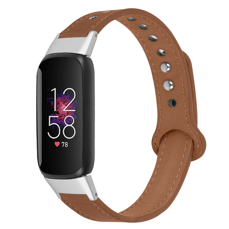 Replacement Wrist Band for Fitbit Luxe Smart Watch Adjustable Top Layer Cowhide Strap with Double Rivet Silver Connector Replacement Wrist Band for Fitbit Luxe Smart Watch Adjustable Top Layer Cowhide Strap with Double Rivet Silver Connector